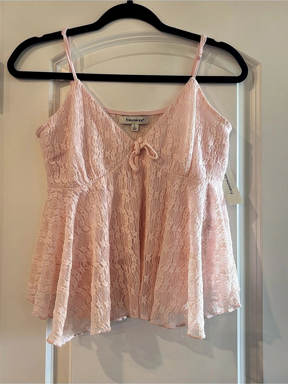 francesca's Women's Pink Top Adjustable Straps Size L fairy coquette soft girl